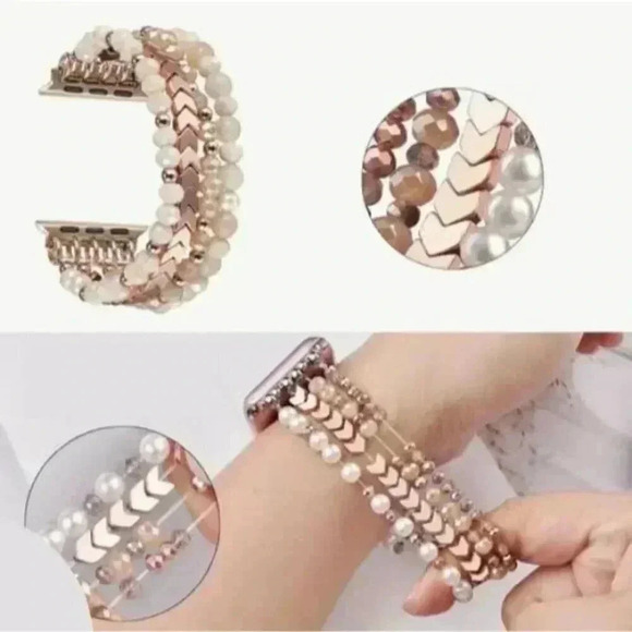 Rose Golden Crystal Beaded Watch Band - Picture 5 of 6